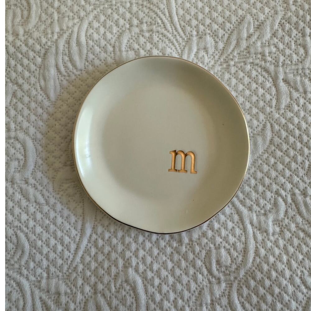 Collective Goods “M” White & Gold Jewelry Dish